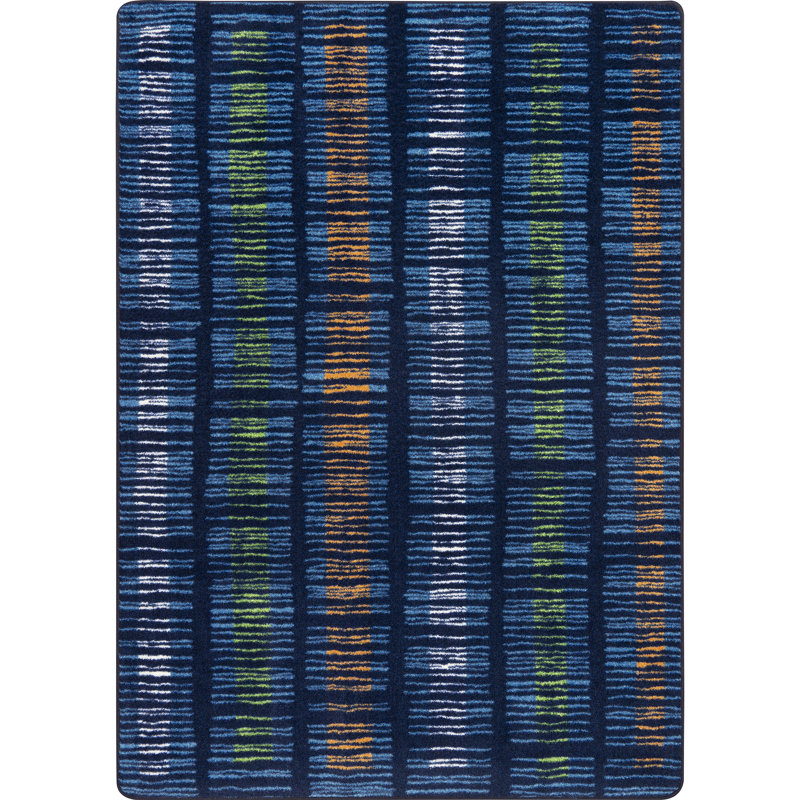 Tapis bleu / vert en nylon touffeté à la machine Geometric, Rectangle 3 pi 10 po x 5 pi 4 po
