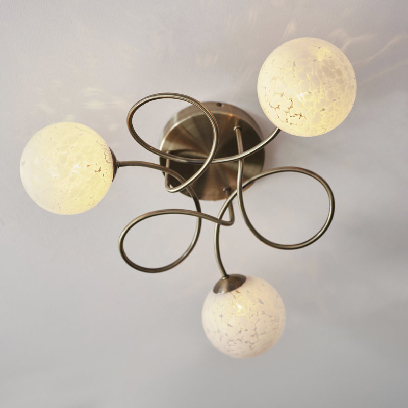 Pankow Glass Semi Flush Mount, Antique Brass