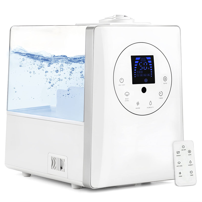 White Ultrasonic Humidifier with Warm and Cool Mist, 6L Capacity