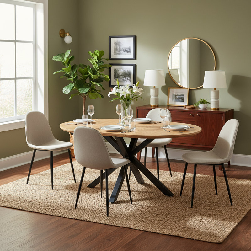 Ensemble de table de salle à manger extensible 5 pièces pour 4 à 8 personnes avec chaises rembourrées, Brun
