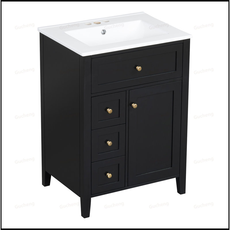 Meuble-lavabo à tablettes réglables avec lavabo, Gris
