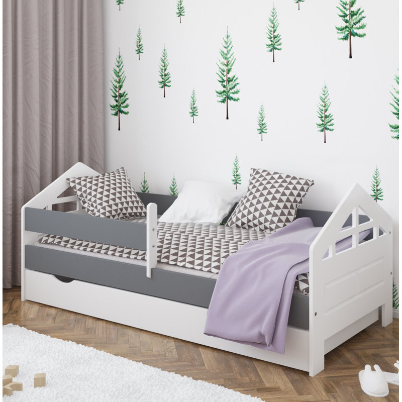 Vezina Cabin Bed with Storage Included, White/Grey, 80 x 140 cm
