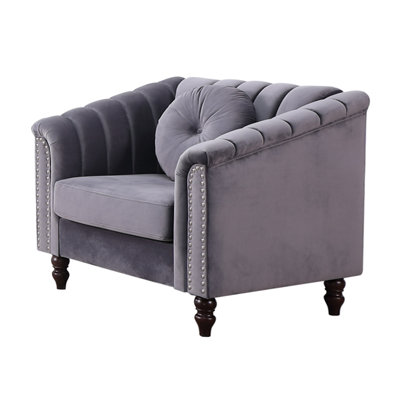Chaise en tissu 37 po avec garniture cloutée Kenzia