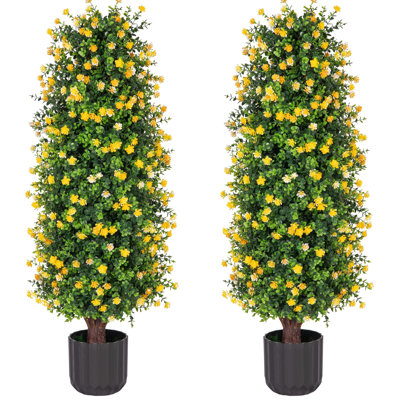 Ensemble de 2 fausses roses en pot 38 "(ensemble de 2)