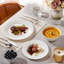 Service de table 12 pièces en porcelaine tendre gaufrée blanche, service pour 4