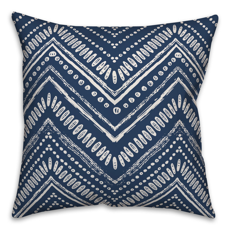 Coussin extérieur circulaire, Polyester / Bourre en polyester, 18 po x 18 po, Marine/ Blanc cassé