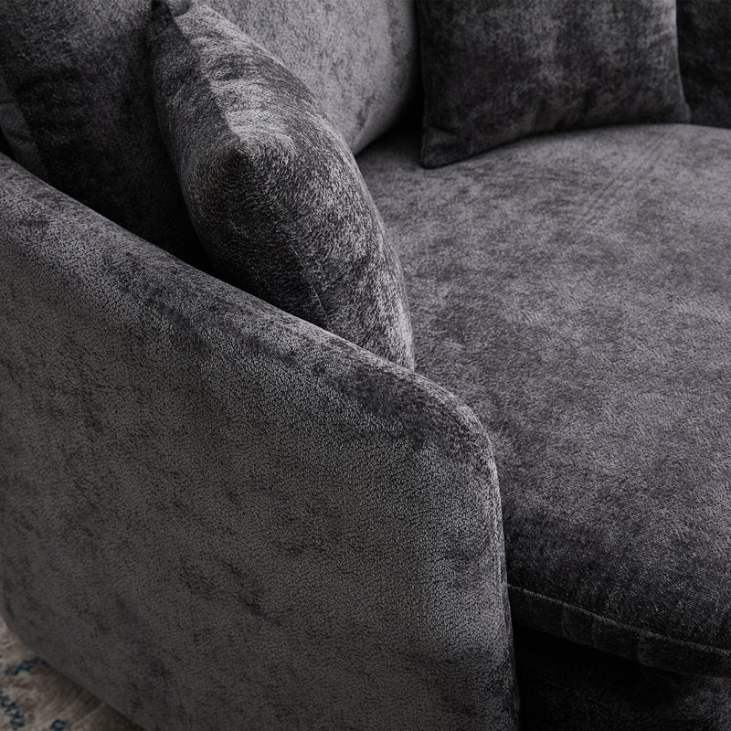 Fauteuil d'appoint pivotant surdimensionné de 46,1 po avec repose-pieds, Gris foncé