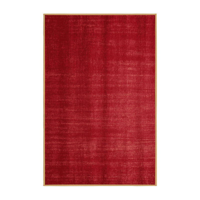Machine Washable Solid Red Area Rug, Rectangle 2' x 3'