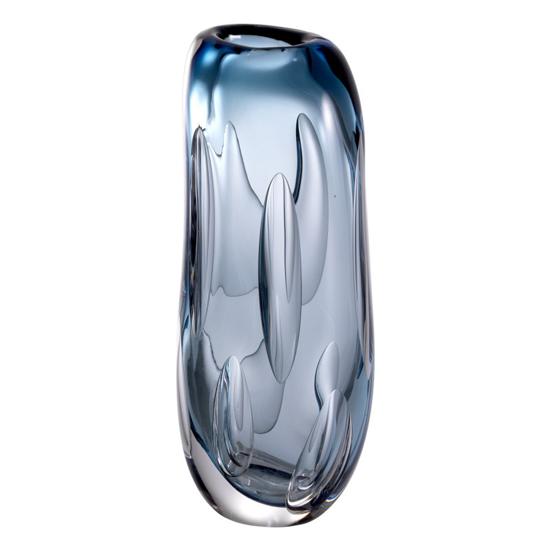 Sianni Handmade Glass Table Vase, Blue, 12" H x 6" W x 4" D