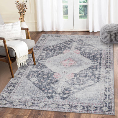 Tapis oriental gris en polyester Conon