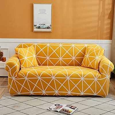 Housse de canapé imprimée, housse de canapé extensible, ensemble de housses de canapé à motifs pour canapé 4 places (SSH, 4 places / grand 3 places)