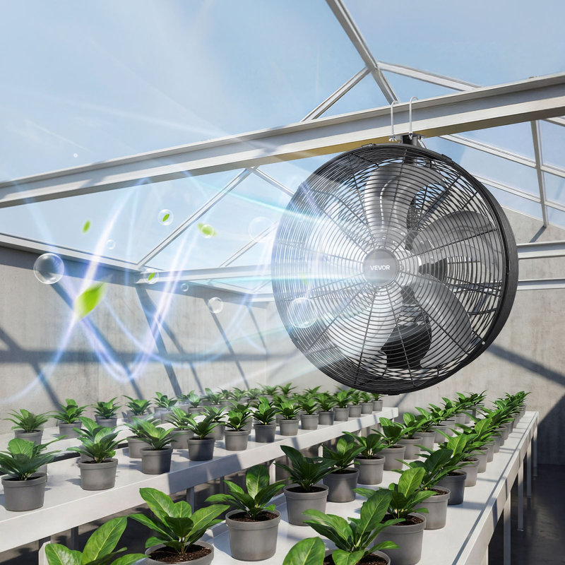 Greenhouse Air Circulation Fan, 5800 CFM Powerful Air Circulator Electric Fan, 10 Speeds, 3 Switchable Modes, LCD Control, Ceiling Wall Mount, Fast Ventilation for Greenhouse, Patio, Garage