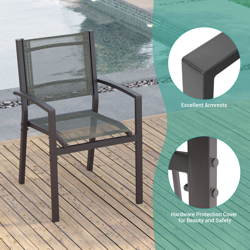 7-Piece Patio Dining Chair Sets PVC-coated polyester Bistro Chairs with Dining Table, Gray