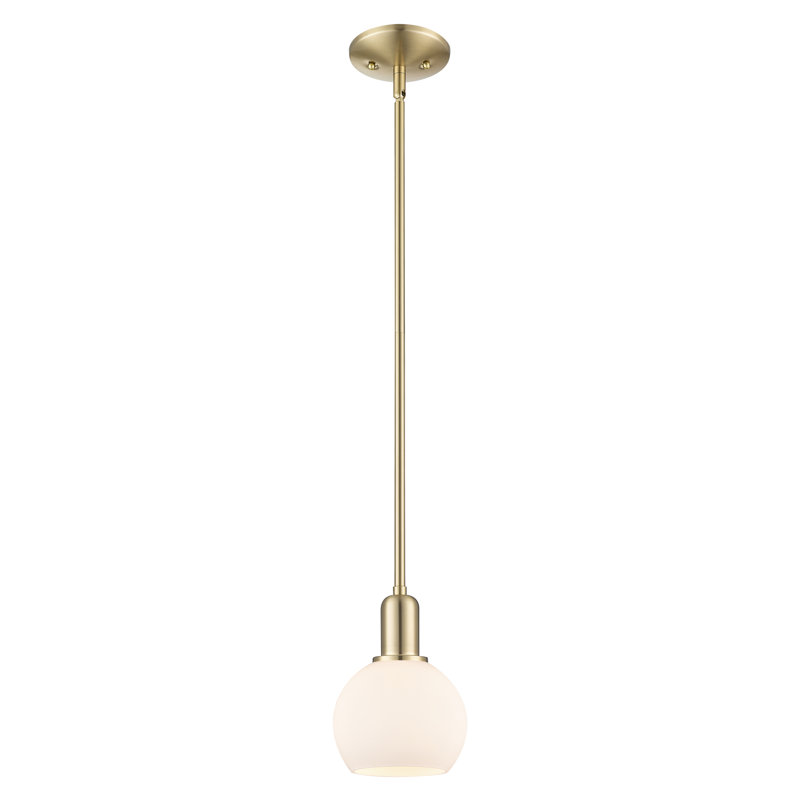 Mini-luminaire suspendu 1 lumière Arcadia - Athens, H 4,88 po x l 5,88 po x P 5,88 po, Blanc mat, Bronze champagne