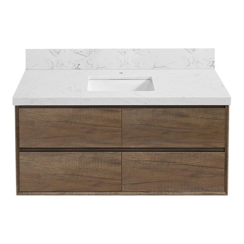 Ensemble de meuble-lavabo mural 48 po, Chêne foncé, 48"