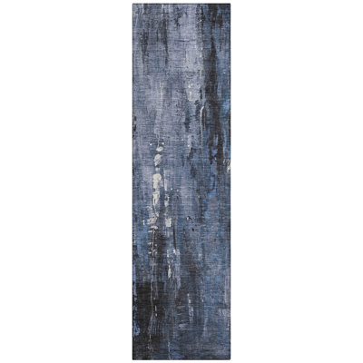 Caelion Blue Washable Indoor-Outdoor Rug - LOOMLAN