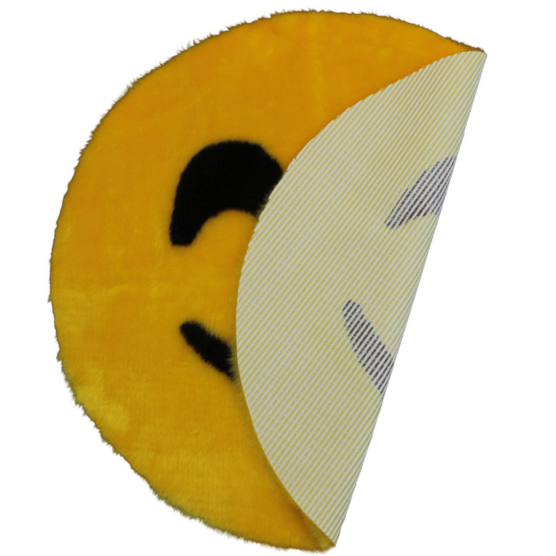 Tapis jaune lavable Emoji Smiley - 2 pi 3 po