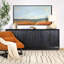 Humphrey's 86" Wide Pine Wood Sideboard, Black-1340380842
