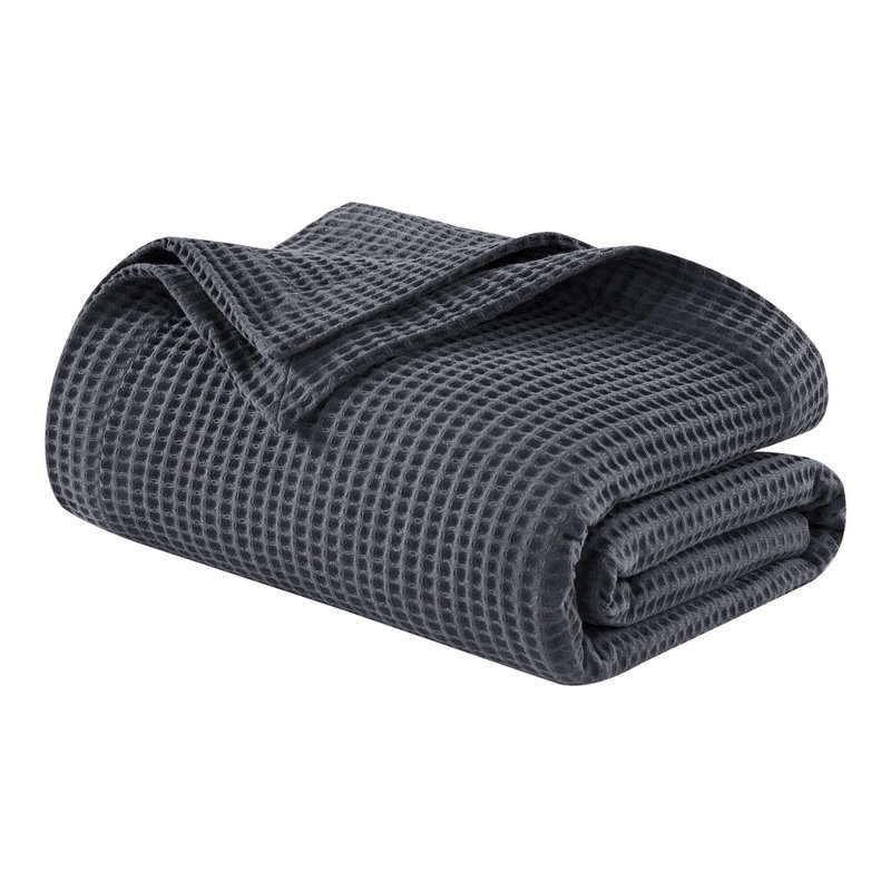 1PC King Cotton Blanket, Dark Gray, King
