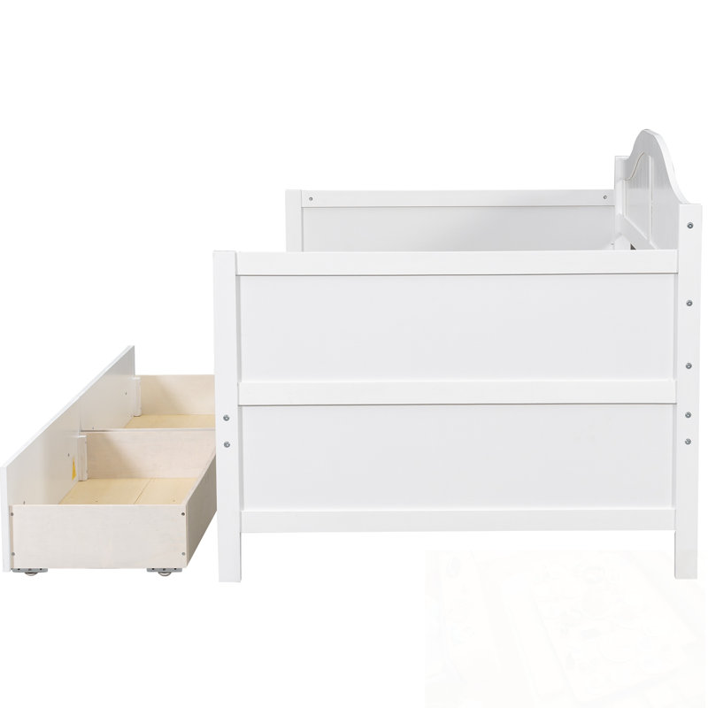 Lit de jour simple en bois avec 2 tiroirs