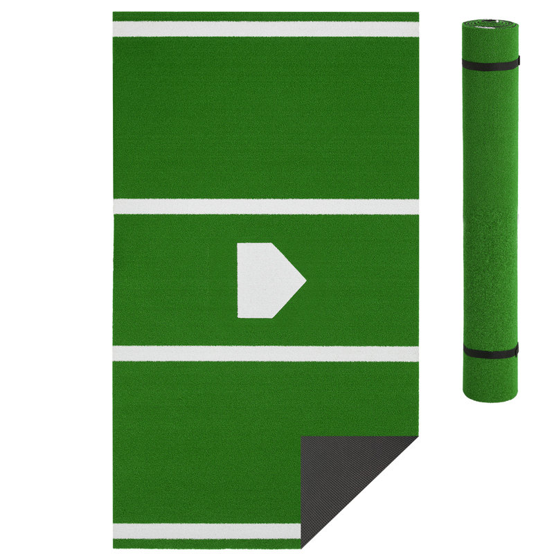 Tapis de baseball et de baseball avec plaque de base, gazon antidérapant, 12 pi x 6 pi pour l'entraînement à l'intérieur et à l'extérieur