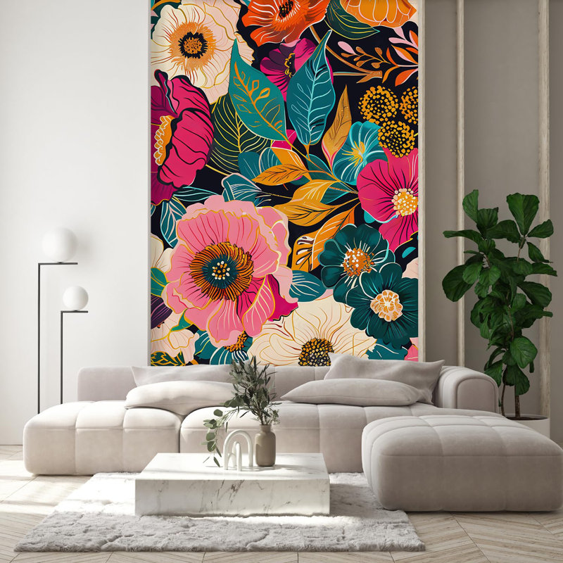 Bordure florale pelez et collez, L 96 po x l 48 po