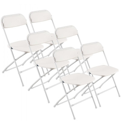 Chaises pliantes, chaises en plastique pliables à usage intensif, chaises de table pliantes portatives, sièges d'extérieur empilables pour la maison, la cour, le jardin, les fêtes, les événements, blanc