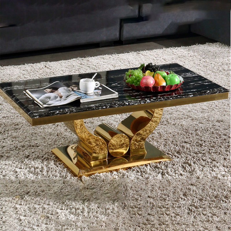 Table basse à piédestal, Noir / blanc, H 17,72 po x L 47,24 po x l 23,62 po