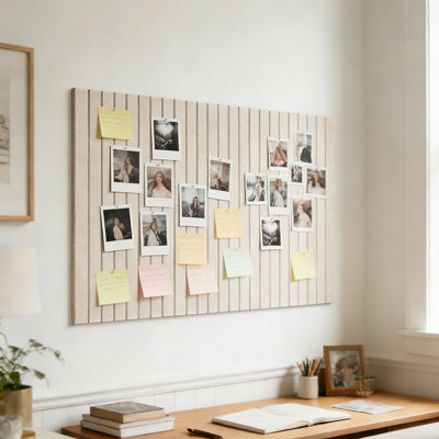 6 Pack Perpendicular Fluted Fabric Bulletin Board Peel And Stick No Nails Photo Note Pin Board For Home Office Living Room Entryway