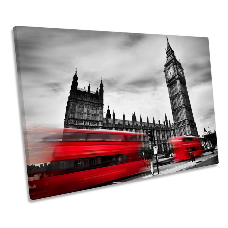 Red Bus London Big Ben - Wrapped Canvas Print, 61cm H x 91.4cm W