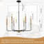 Lustre à intensité variable avec cordon long - Luminaire suspendu de style campagne moderne 6 lumières pour la salle à manger, la chambre à coucher, le porche, le pavillon de jardin - Hauteur réglable pour plafond incliné / voûté / plat