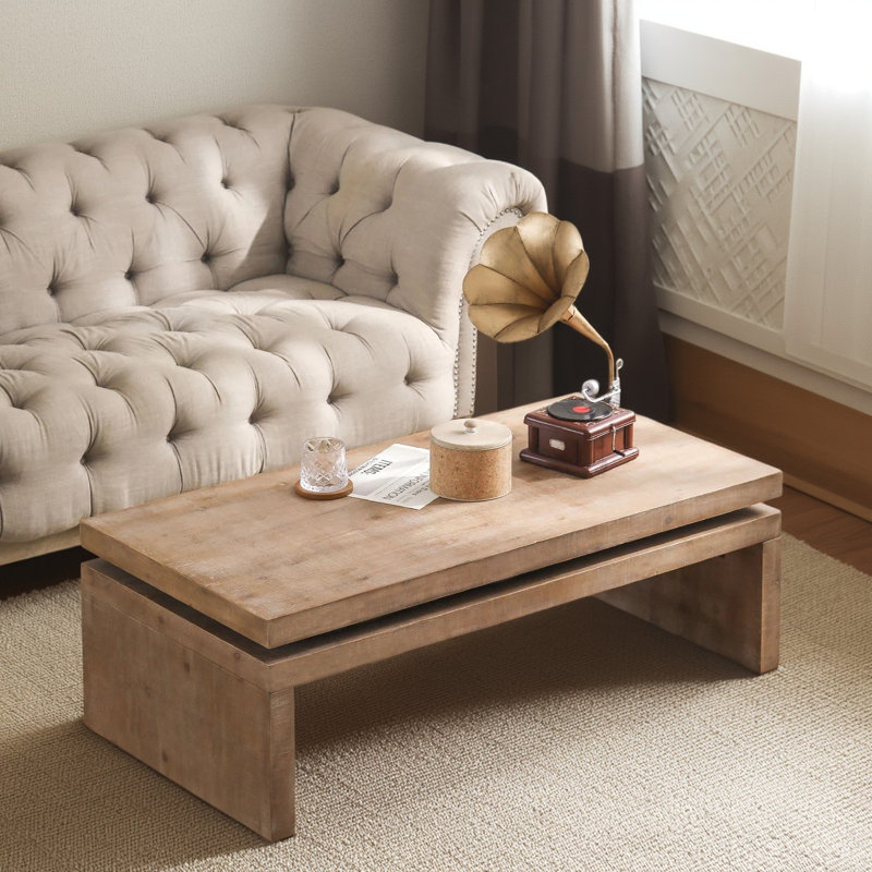Table basse moderne en bois rustique - Centre de salon rectangulaire avec plateau flottant L 47,6 po x l 23,6 po x H 16,3 po