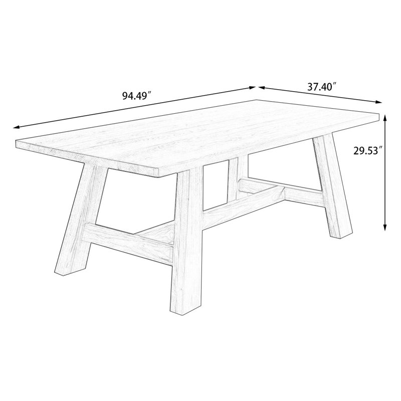 Table de salle à manger Burlywood, H 29,53 po x L 94,49 po x l 37,4 po