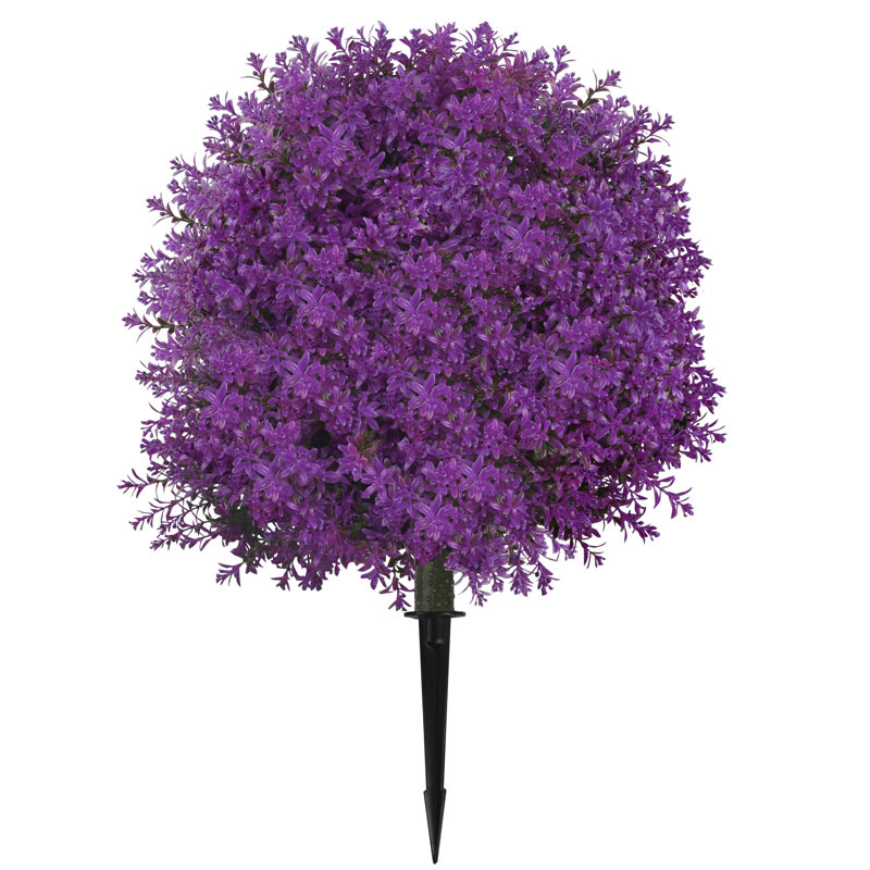 2 boules de topiaire artificielle avec fleurs et lilas 25,5 po, Mauve foncé