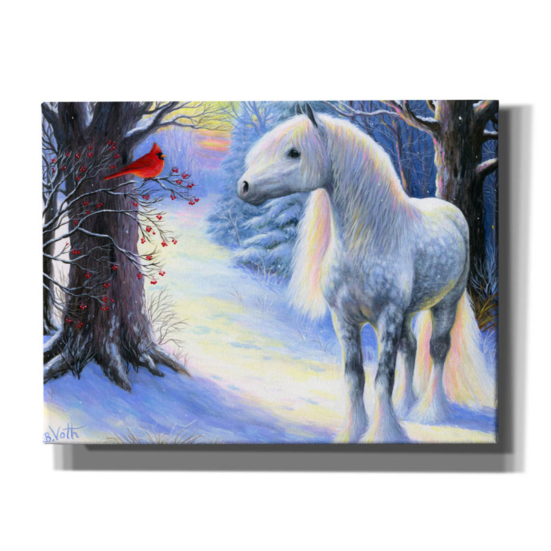 «Petit oiseau rouge» par Bridget Voth, H 12 po x l 16 po x P 0,75 po