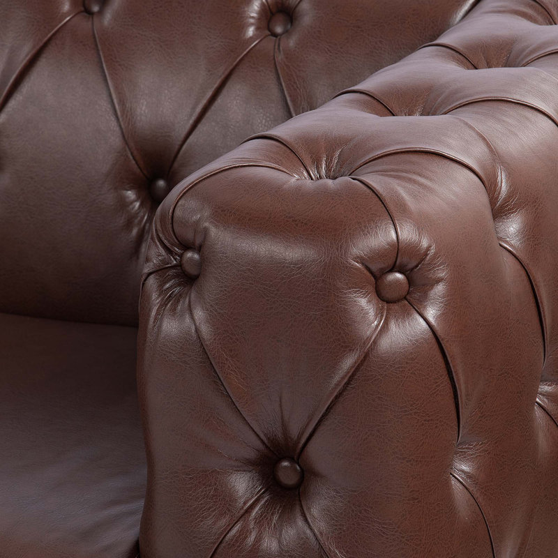 84.06"Width Traditional 3 Seater Sofa, Dark Brown