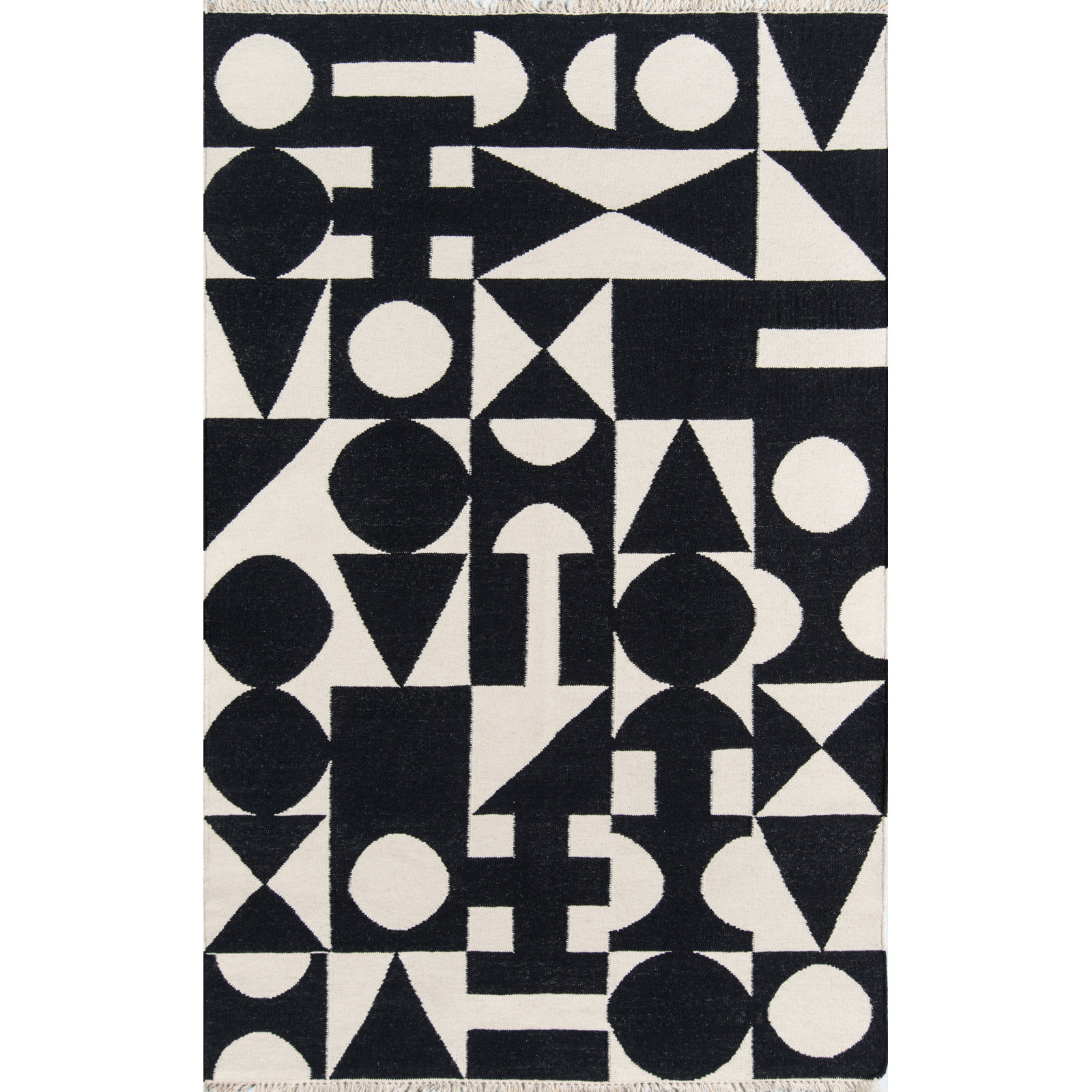 Roshni Hand-Woven Geometric Wool Rug, Rectangle 7'6" x 9'6"