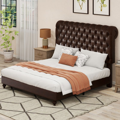 Lark Manorâ„¢ PU Upholstered Platform Bed Frame With 54