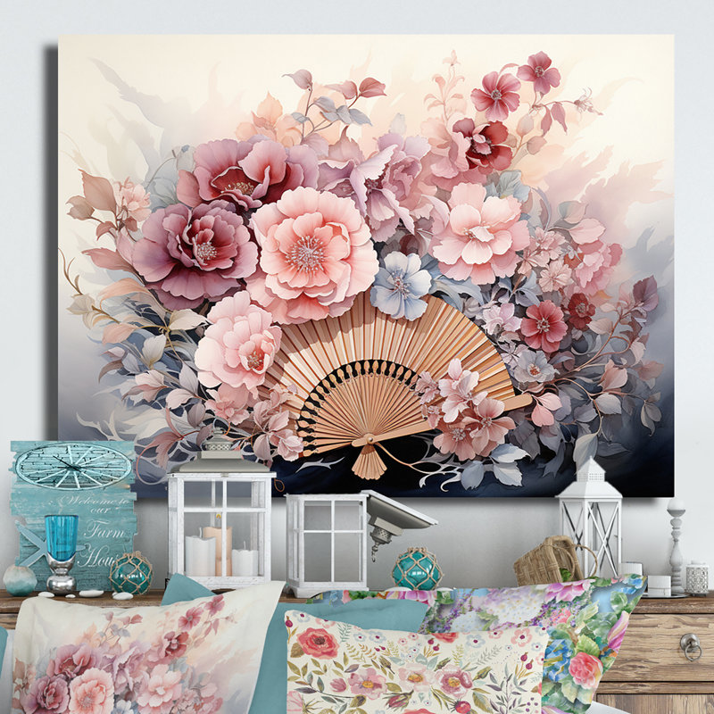 Ventilateurs en porcelaine de Chine - décoration murale en métal chinois, H 24 po x l 32 po x P 1 po