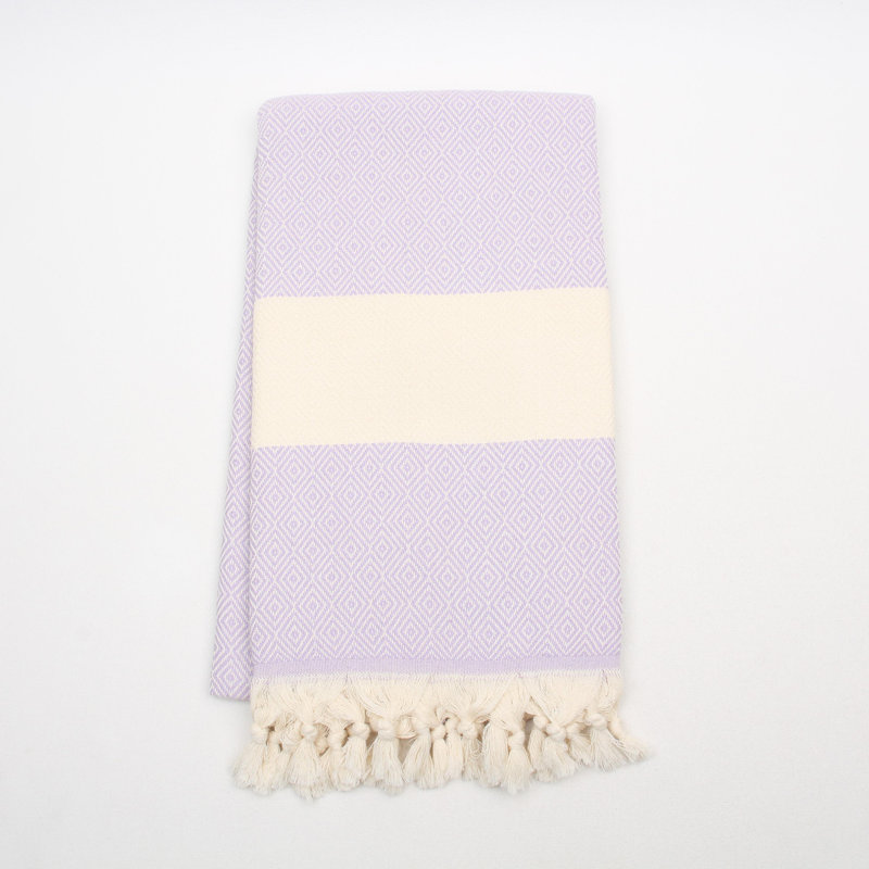 Diamond Pattern Turkish Cotton Towels – Peshtemal & Peshkir, Quick Dry & Soft, Lilac, Bath Towel - 1 Pack
