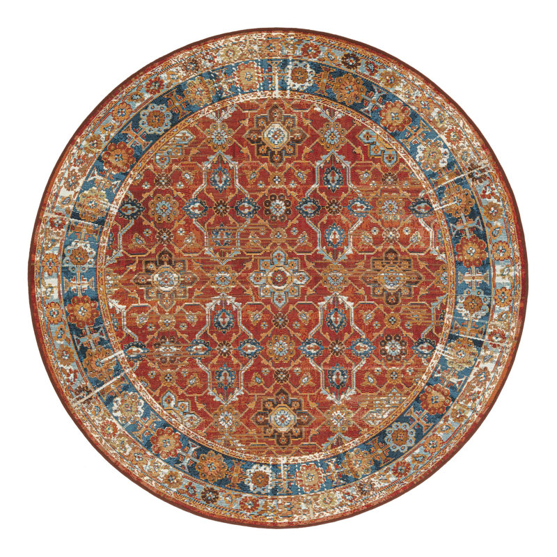 Tapis intérieur / extérieur traditionnel, Rond 5 pi 1 po