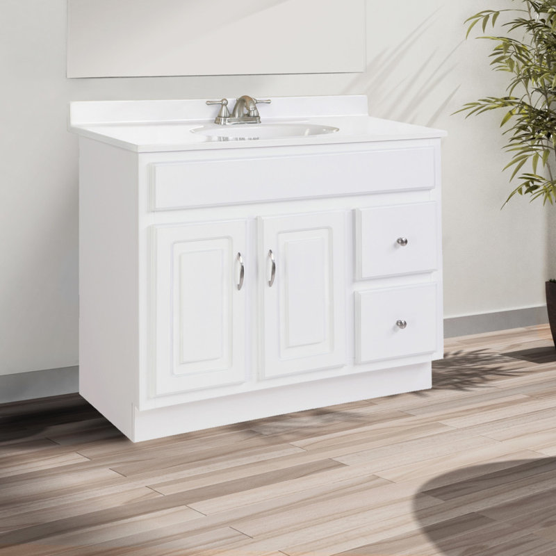 36 Inch Bathroom Vanity, Ready to Assemble, Solid Wood, White