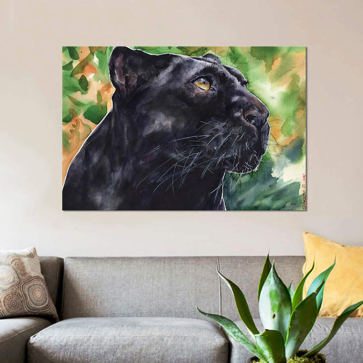 « panther », impression sur toile, H 8 po x l 12 po x P 0,75 po, Toile tendue, Pas de tapis