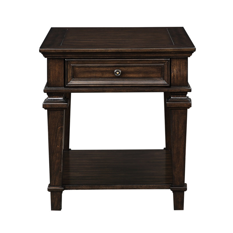 Table de bout en bois de style traditionnel avec tablette inférieure de tiroir dans le salon