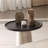 Rudina Modern Oval Coffee Table Set, Large Living Room Table with Small Round Ash Wood Veneer Side Table