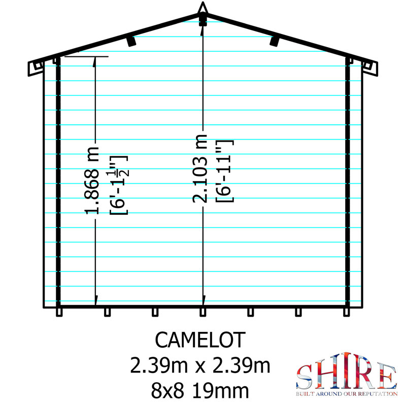 Roncade Log Cabin Wooden Shed, Yes, 8ft W x 8ft D