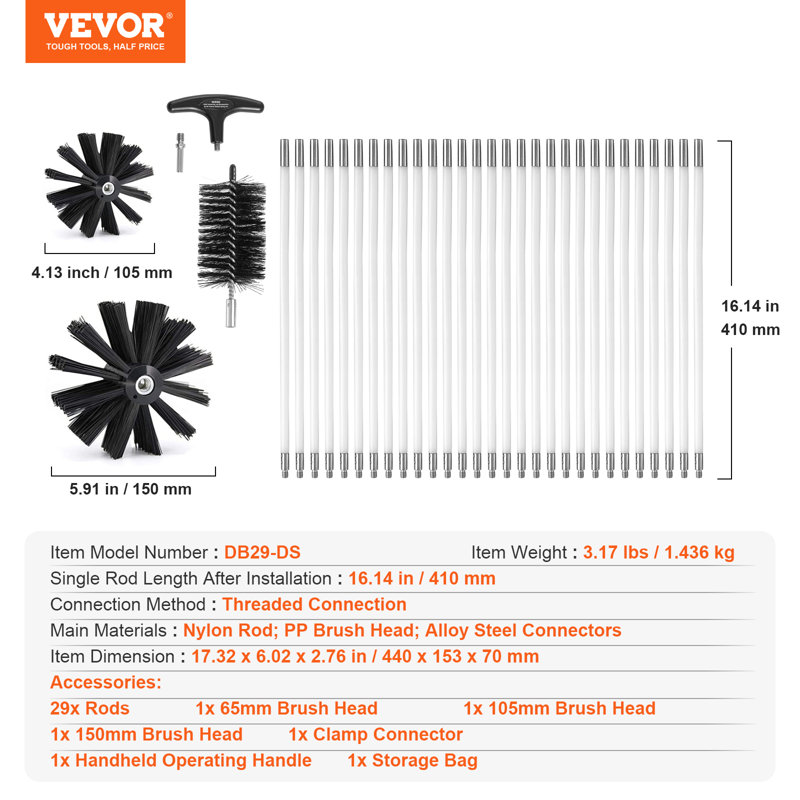 Cleaning Brushes with Replaceable Head, 5.91" H x 6.02" W x 468.06" D