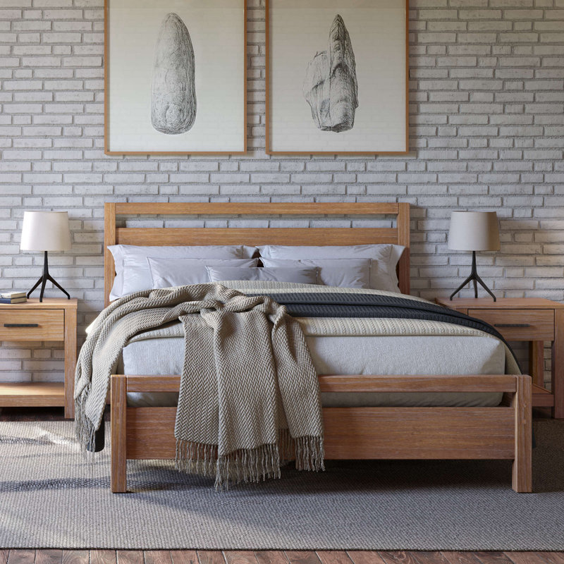 Lit plateforme en bois massif Loft, Acacia, Très grand lit