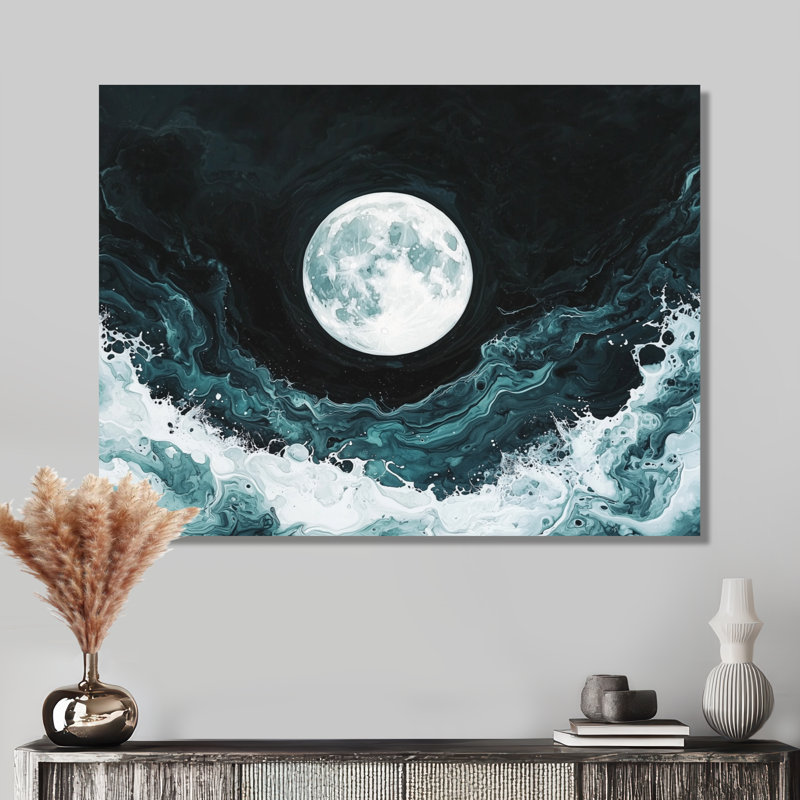 Luminous Dream Of Moon Landscape I - Pleine lune, art mural, H 30 po x l 40 po, Toile tendue, Ne s’applique pas