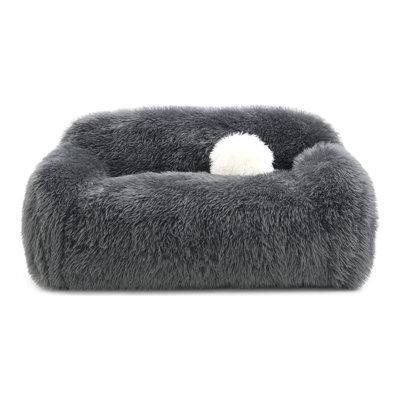 Leann Faux Fur Loveseat With Ball Pillow